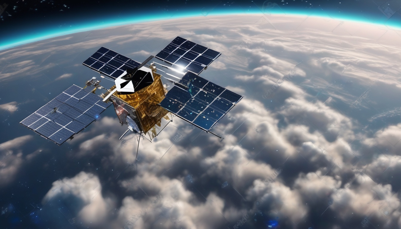 地球低軌道を編隊で周回する小型衛星コンステレーションとSAR衛星